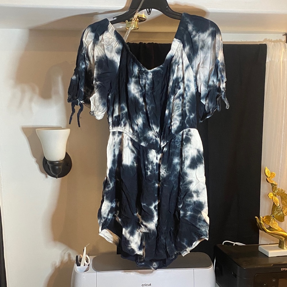Tie-Dye Romper in Black and White